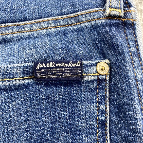 7 For All Mankind Women Jeans 27 Two-Tone Stripe Tapered 70's Crop Preppy Retro - Picture 14 of 14